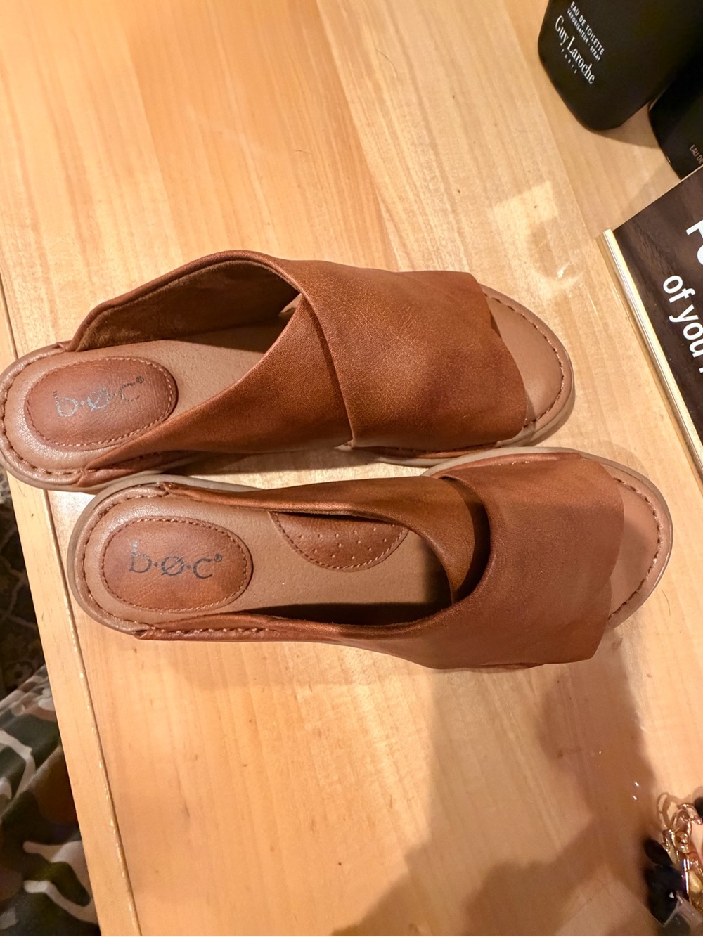 boc Tan Crossover Slide Sandals